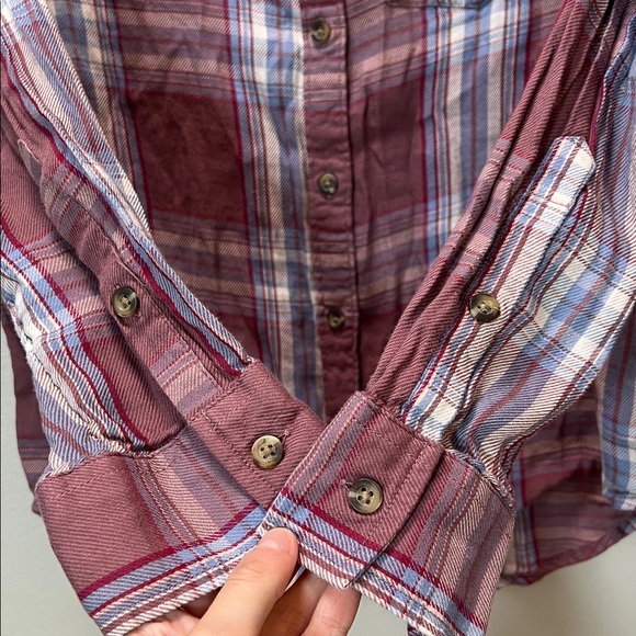 Lightweight Flannel Top - Wine/Burgundy, White, and Periwinkle/Purplish-Blue - Picture 5 of 17